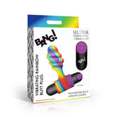 Bang Vibrating Rainbow Butt Plug with Rechargeable Bullet and Remote Control Butt Plugs - Vibrating